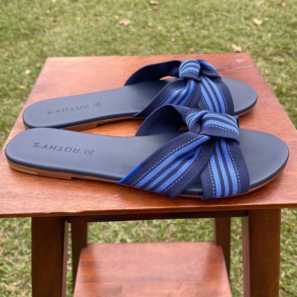 Rothy's The Knot Slide Sandals Size 8.5 Cobalt Blue - Picture 3 of 5